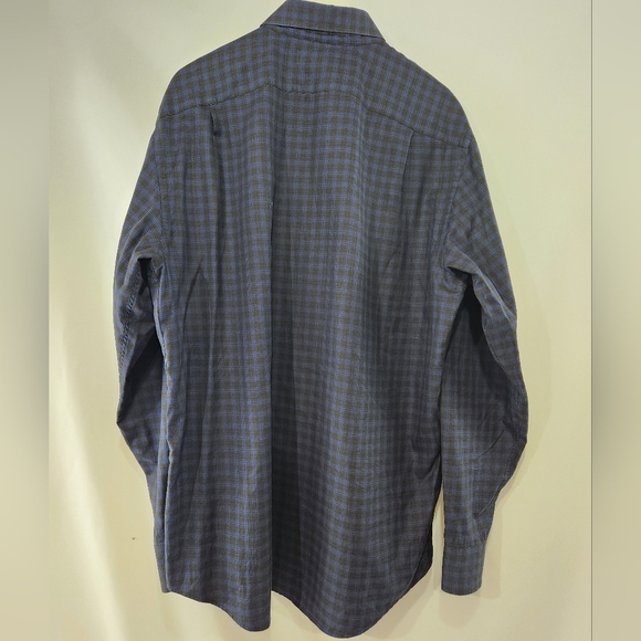 RALPH LAUREN BLACK LABEL Navy Blue Black Plaid Cotton Dress Shirt Made Italy 17 - Picture 7 of 7